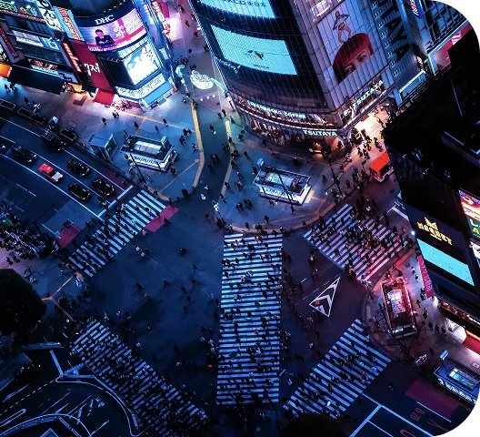 スクランブル交差点の夜景